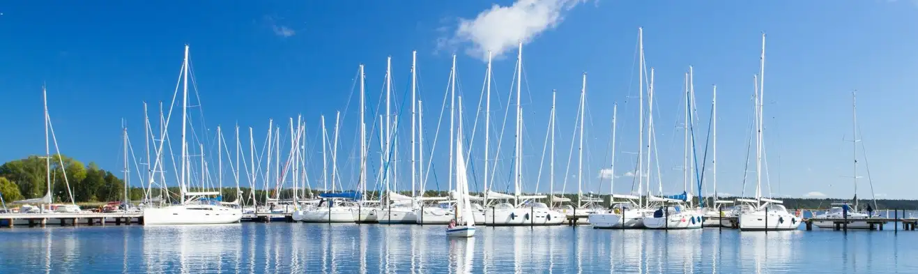 Puerto deportivo con veleros amarrados